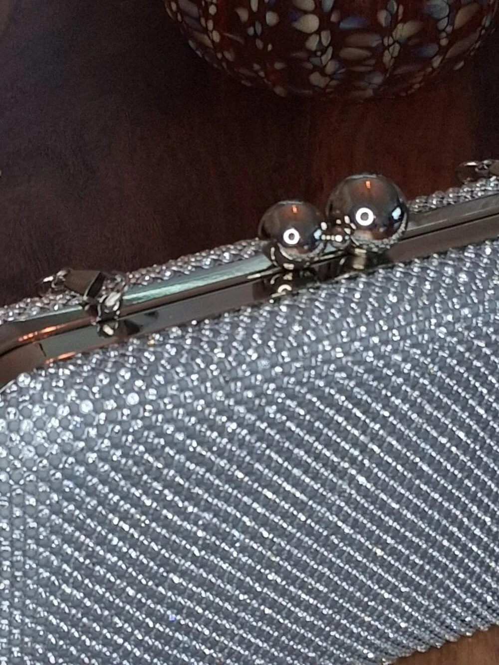 Sparkly Silver Rhinestone Hard Shell Evening Clutch Bag Crossbody Chain